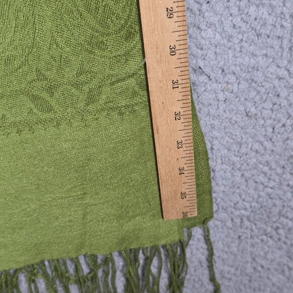 Pashmina Wrap Scark Womens OS 56x66 Green Pashmina Silk Floral Knit Lightweight - Picture 9 of 9